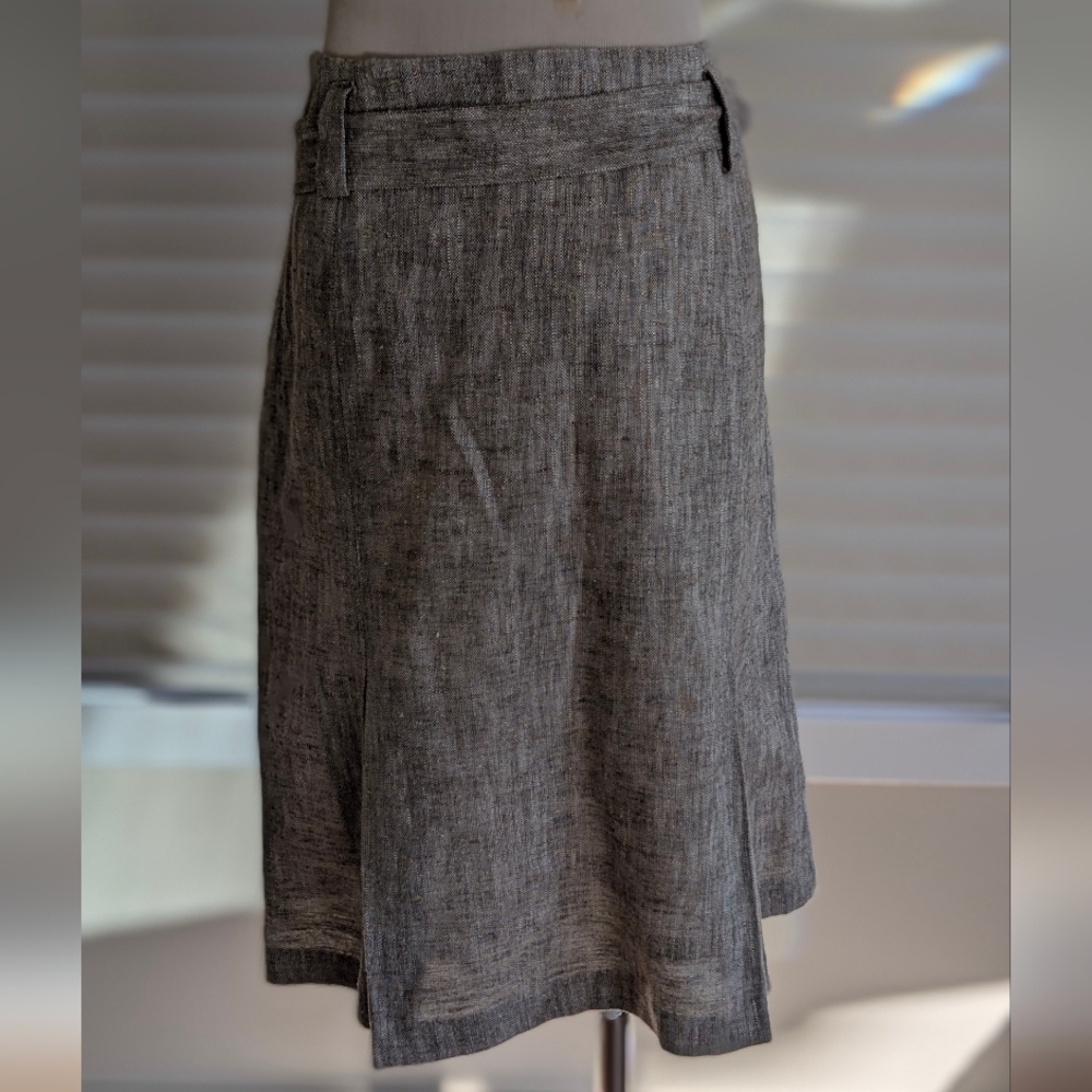 Chaiken Profile Gray High Waist Inverted Pleated Skirt with Tie Belt Sz 10 - Picture 8 of 10